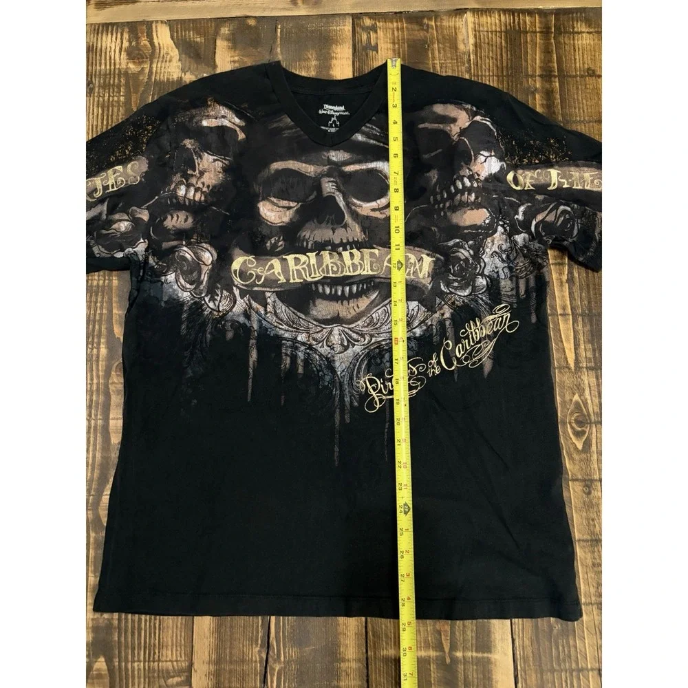 Disney Parks Pirates of the Caribbean Skull AOP Graphic T Shirt L